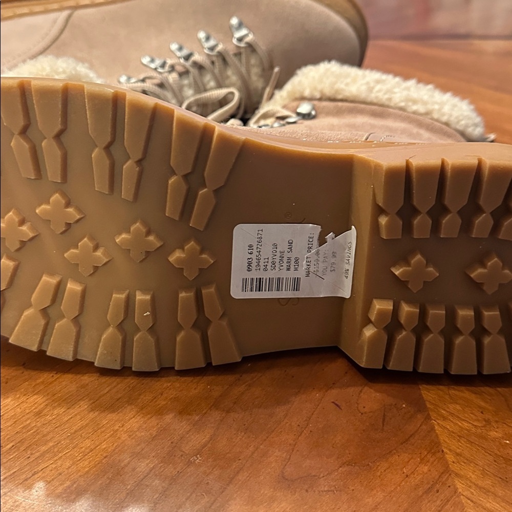 NWT Splendid Yvonne Ankle Shepa Fur lace up ankle boots - warm sand size 10 - Picture 4 of 9